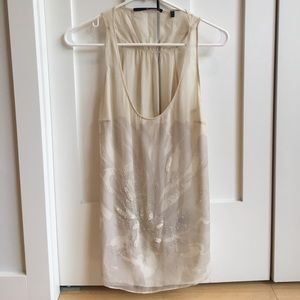 Cream Beaded Silk Flower Tank