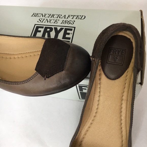 NIB 7 Frye Carson tab ballet flat brown smoke - Picture 3 of 8