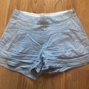 jcrew pleated seersucker shorts