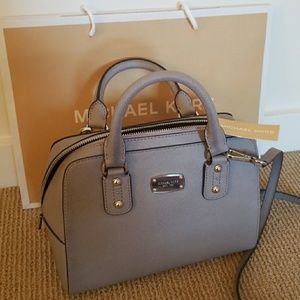 Michael Kors Saffiano Pearl Grey Satchel