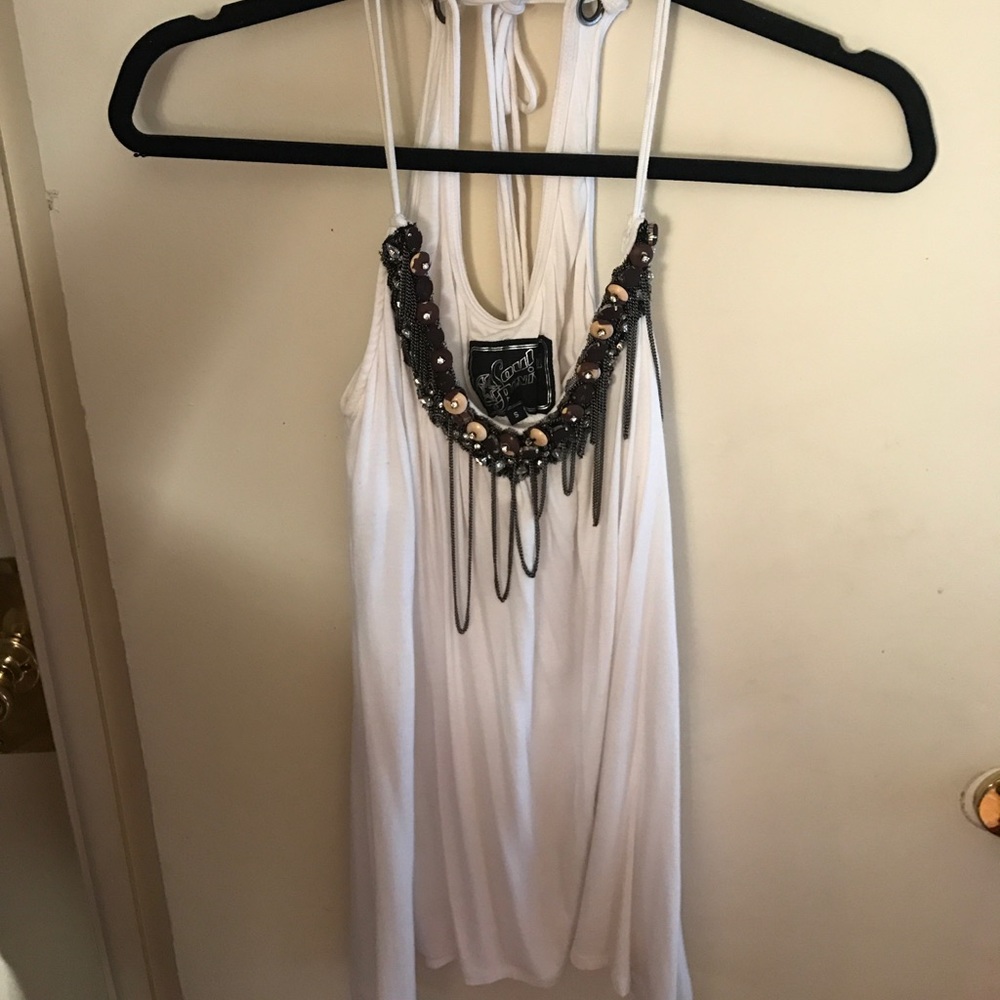 White Beaded Tank