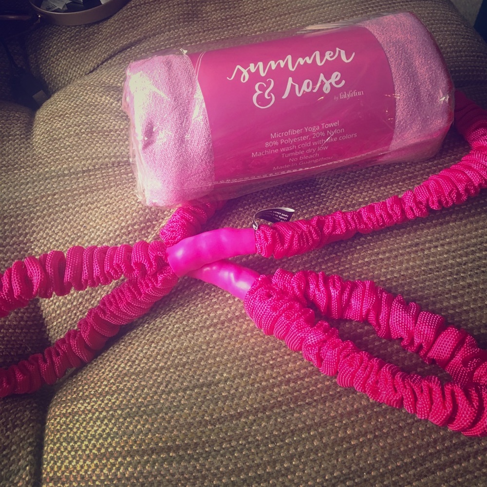 Pink Yoga Towel &a Yoga Sling