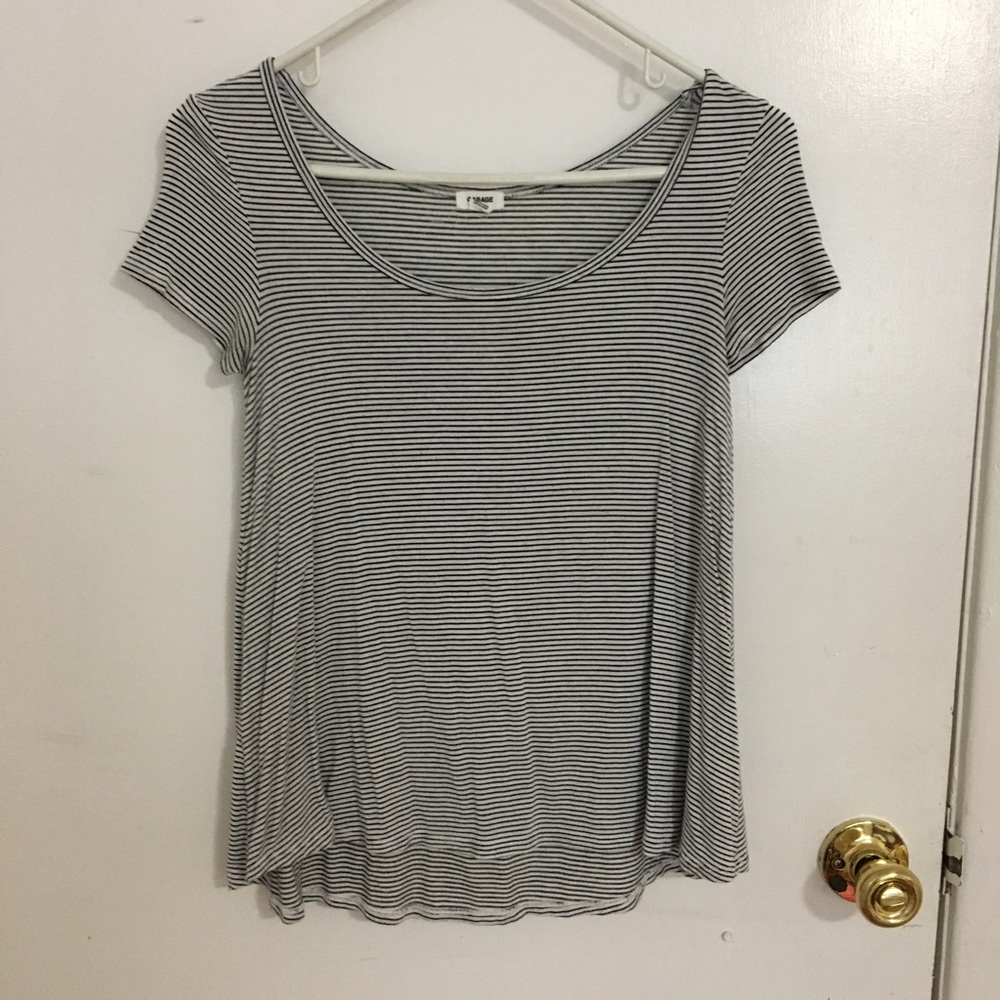 Garage black and white stripe swing tee shirt