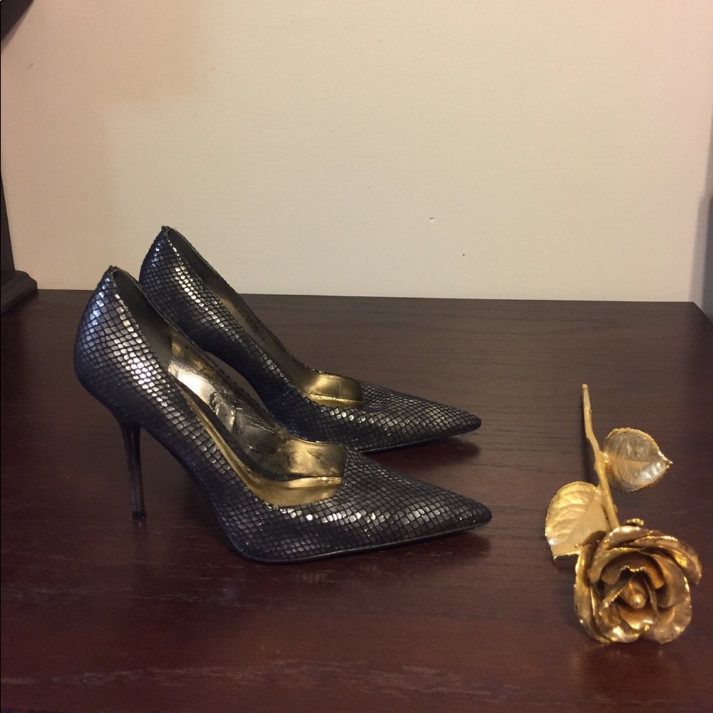 Vintage C. Santana black/metallic heels. Sz 6 1/2