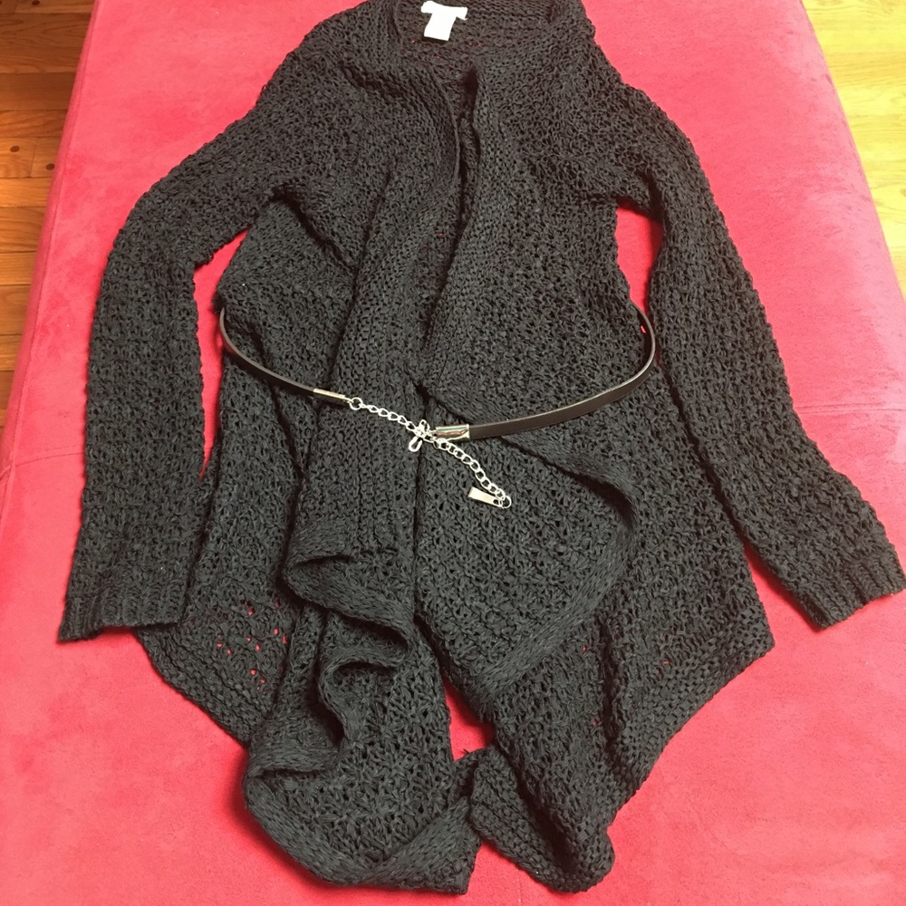 Cute Black cardigan w/belt S