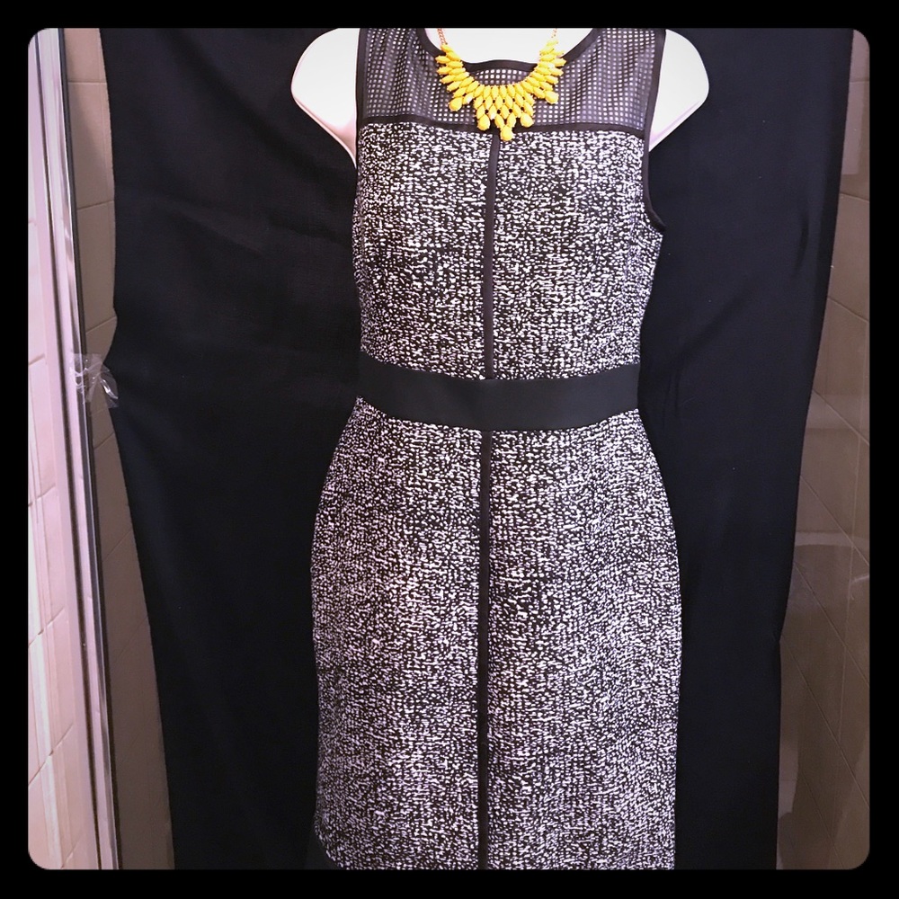 Dress- faux leather trim work sheath dress