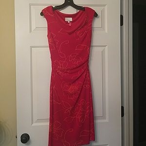 David Meister ruched Red & Orange dress. Worn once