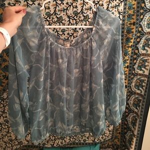 Sheer baby blue off the shoulder top