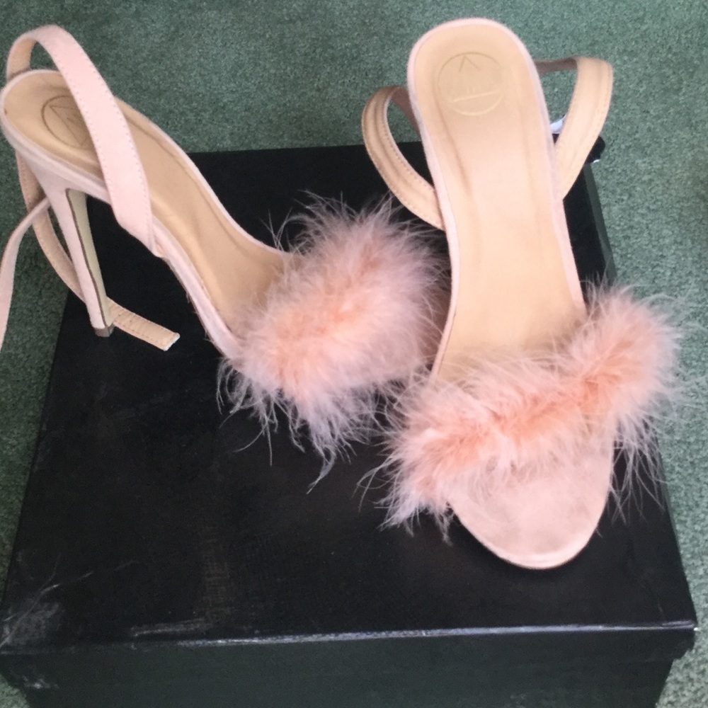 Pink fur heels