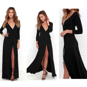 Lulus black  wrap  maxi dress XS