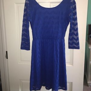 Royal blue lace long sleeve dress