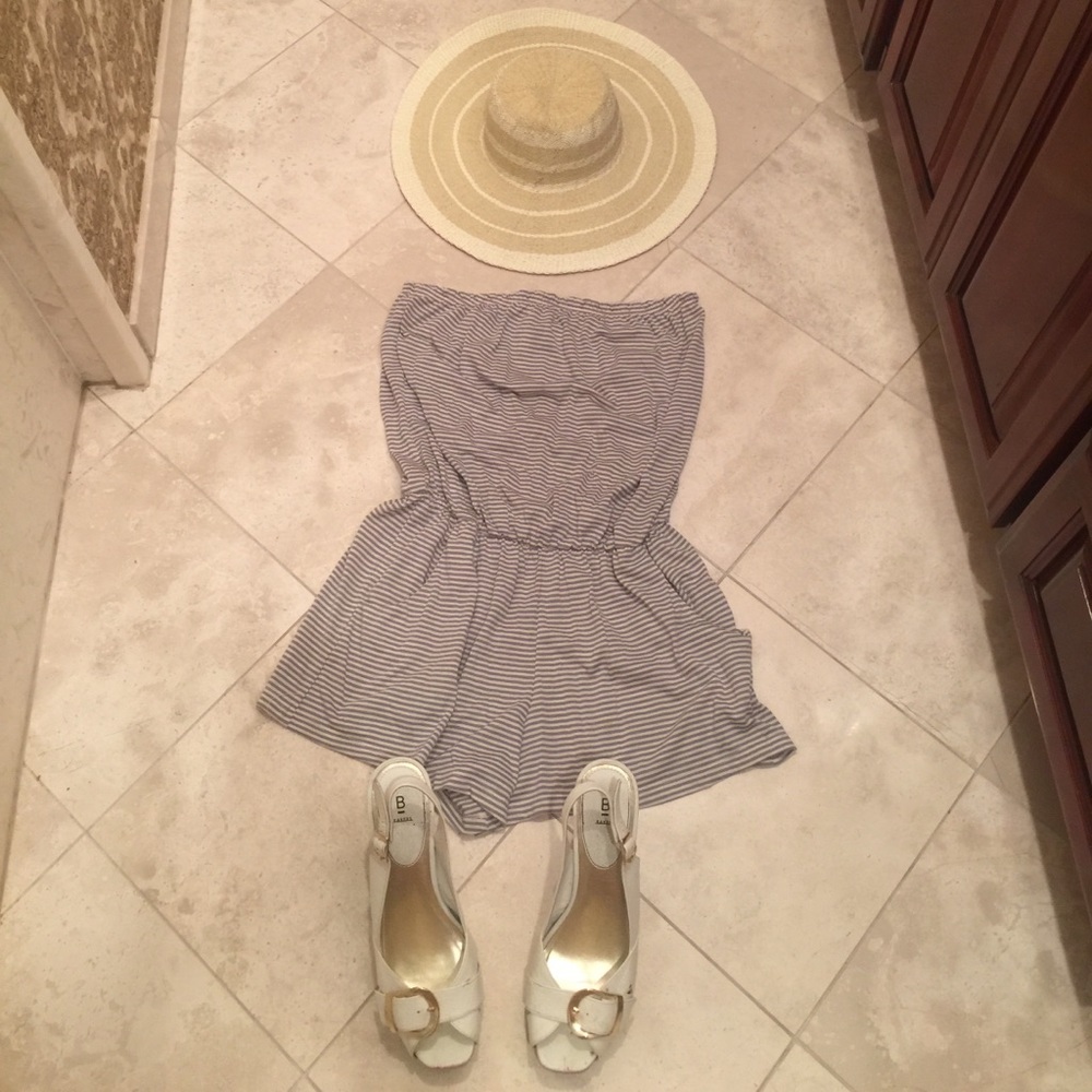 Grey and White Romper- Size Medium