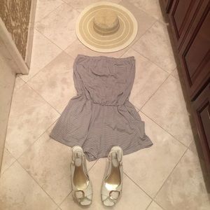 Grey and White Romper- Size Medium