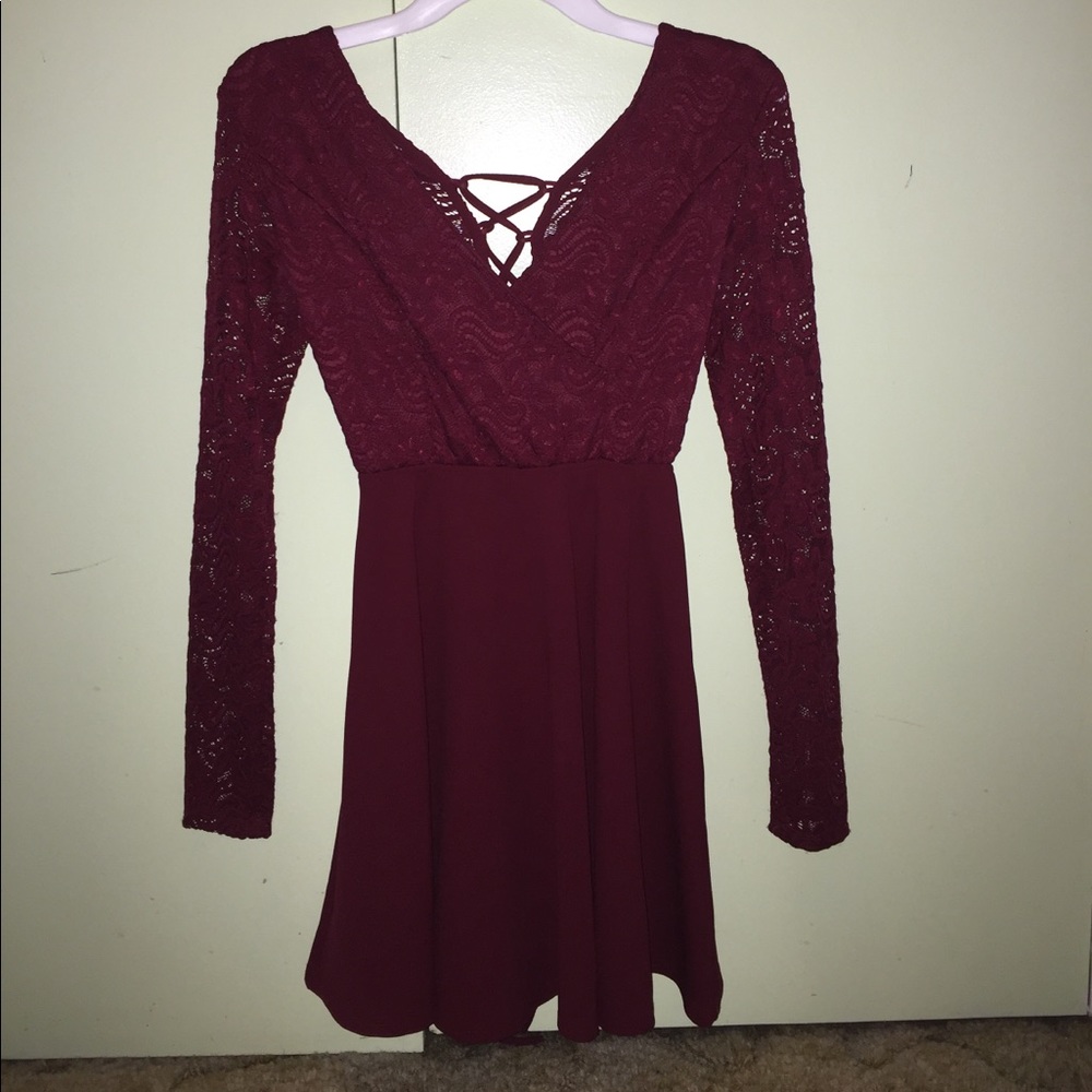Lace long sleeve mini dress
