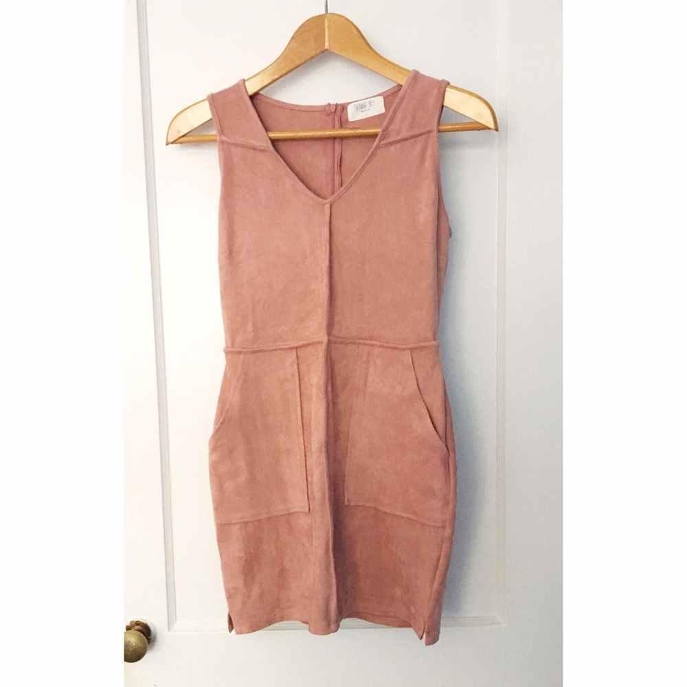 Deep peach suede dress size small! Never worn!