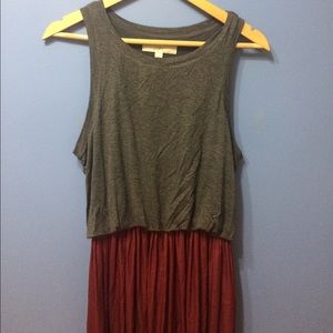 EUC Loft Duet Dress Charcoal Crimson M
