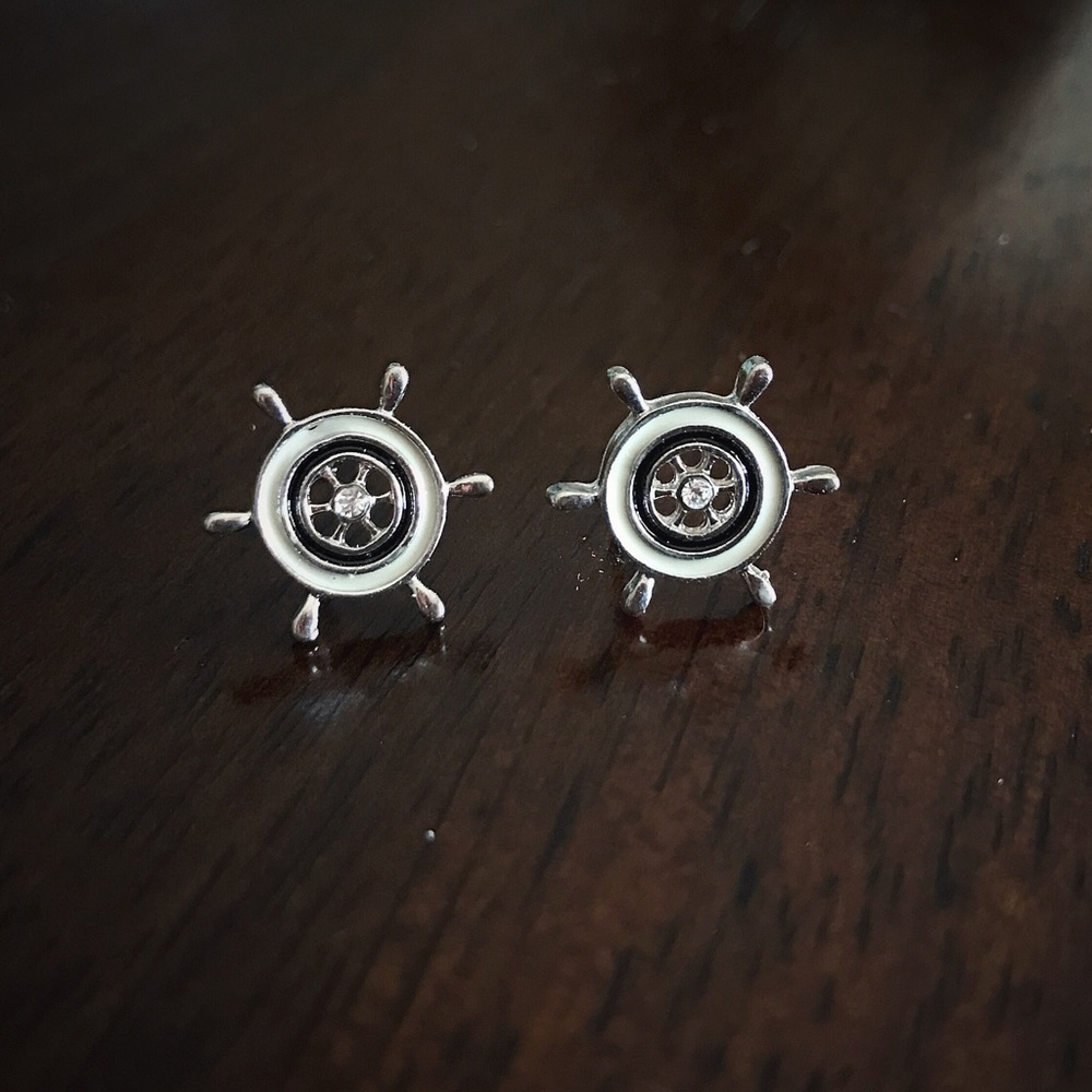 White and Navy Nautical Studs