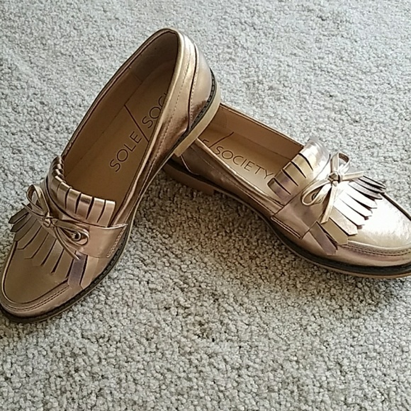 Sole Society Shoes Brand New Sole Society Rose Gold Loafers Poshmark