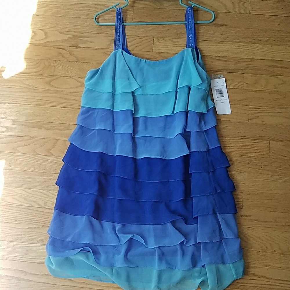 Multi shaded blue ruffle dress