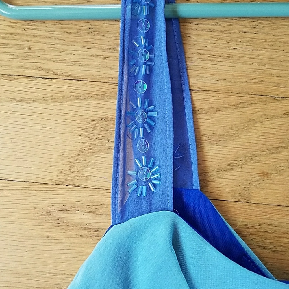 Multi shaded blue ruffle dress - Picture 2 of 3