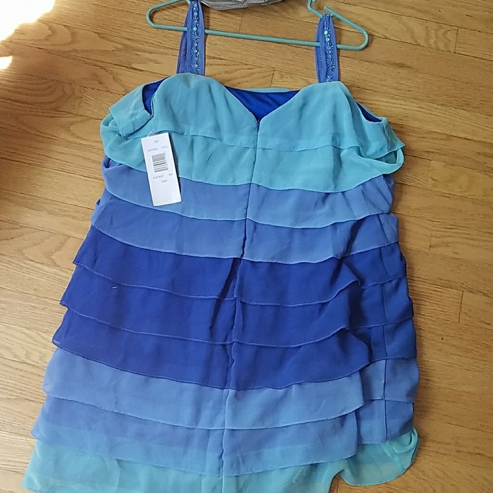 Multi shaded blue ruffle dress - Picture 3 of 3