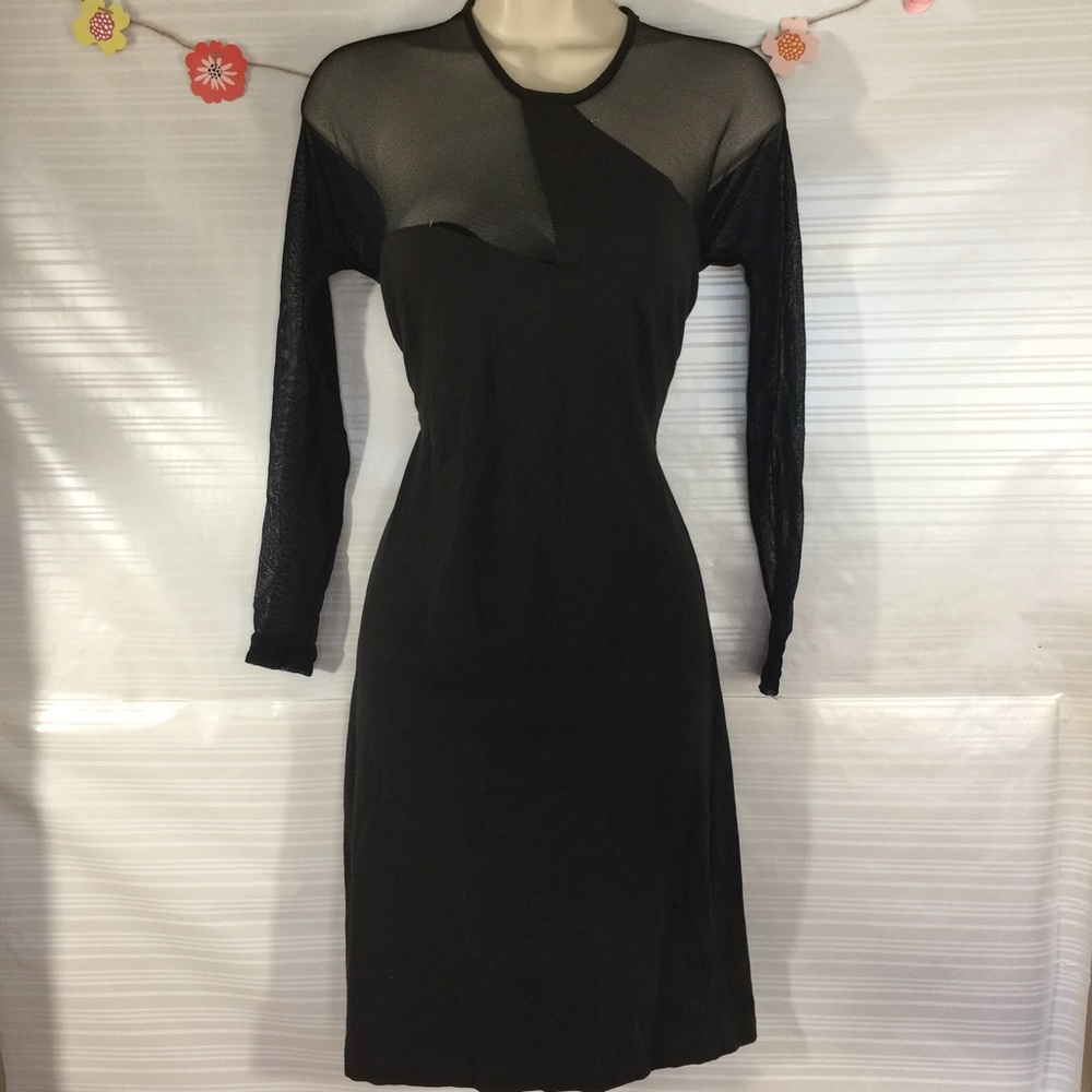 Styleworks Coal Black and Sheer Mesh Dress