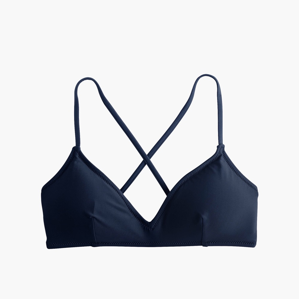 French Cross Back Bikini Top in Navy NWT