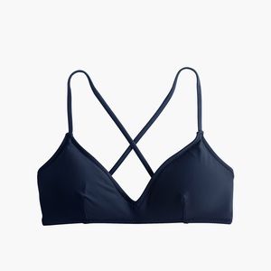 French Cross Back Bikini Top in Navy NWT