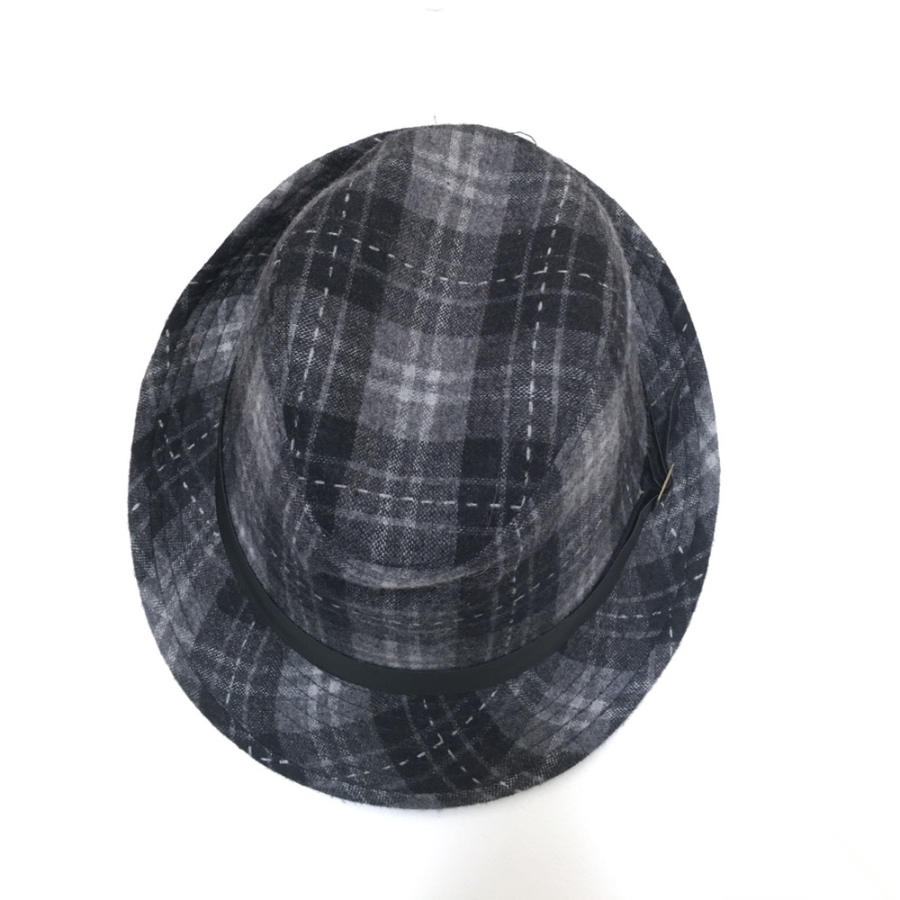 Jendi Gray Wool Plaid Pattern 57 cm Hat