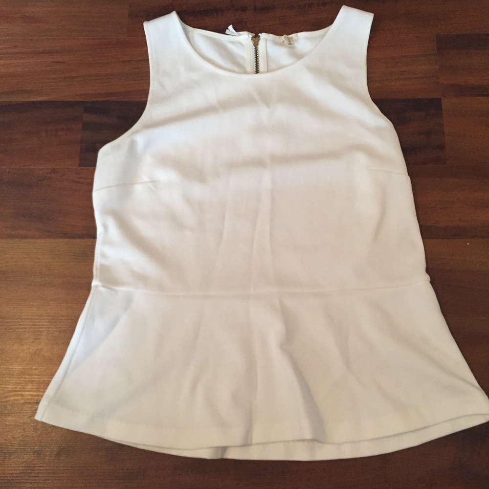 J. Crew Classy White Peplum Top