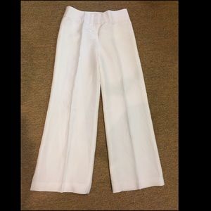 Wide leg white linen trousers