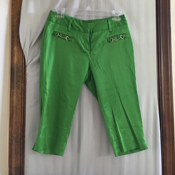 Mandee juniors one green silky capris - Picture 1 of 5