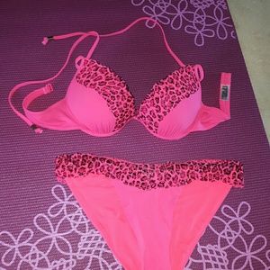 Victorias Secret hot pink leopard print suit