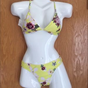 Zaful yellow floral bikini extra small