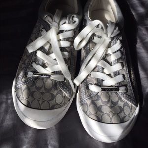 Coach Francesca Grey, silver, and white sneakers!