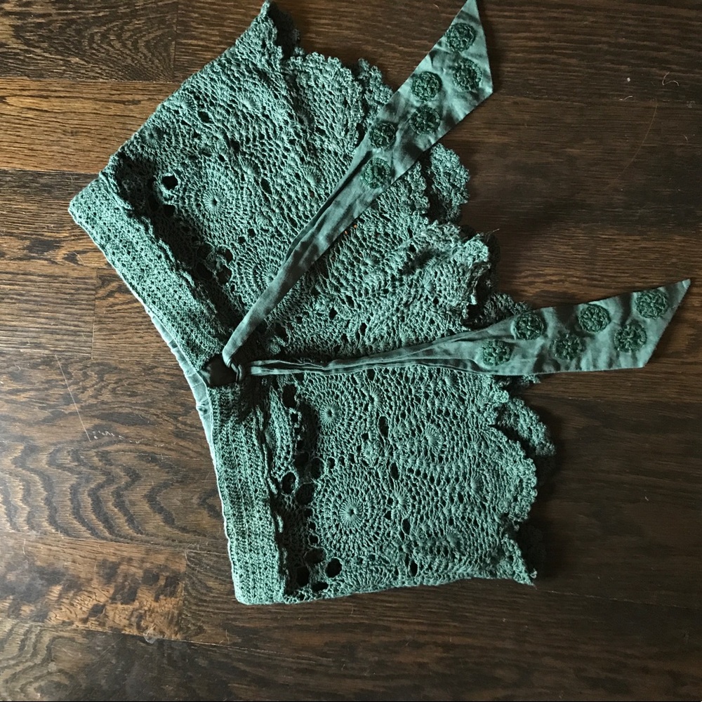 Green crochet shorts