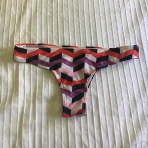 Printed thong bikini bottom