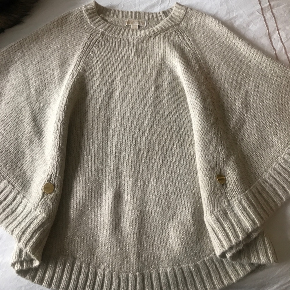 Michael Kors Sweater Poncho with Faux Fur Collar - Picture 3 of 4