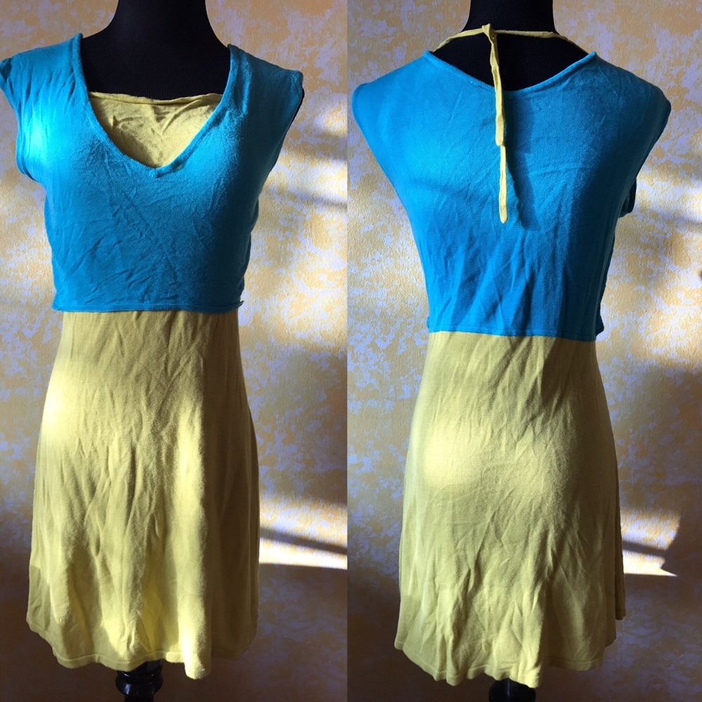 Shu Shu Color Block Lime Navajo Rayon Dress - Picture 2 of 3