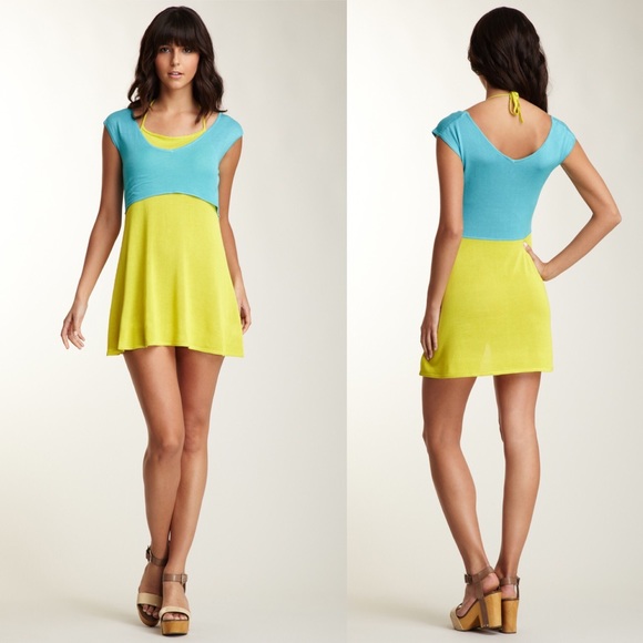 Shu Shu Dresses & Skirts - Shu Shu Color Block Lime Navajo Rayon Dress