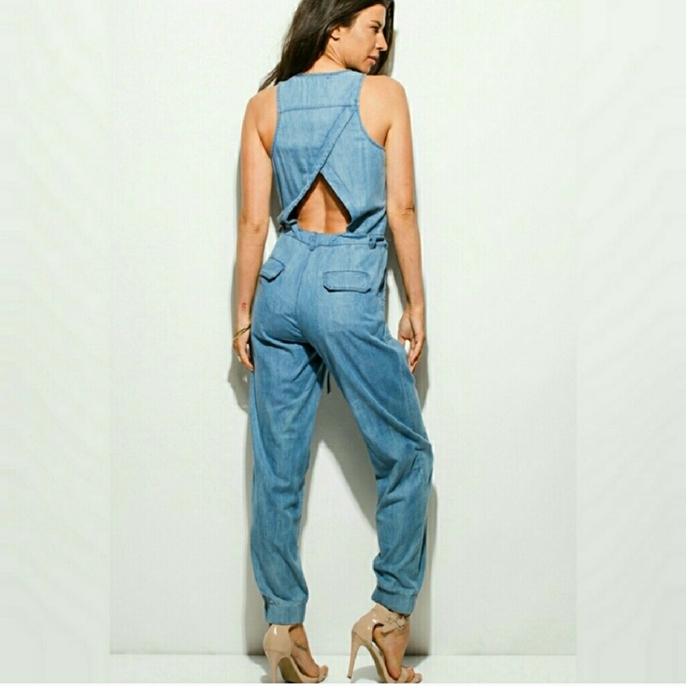 🔴final price🔴chambray light weight Jumpsuit - Picture 2 of 2