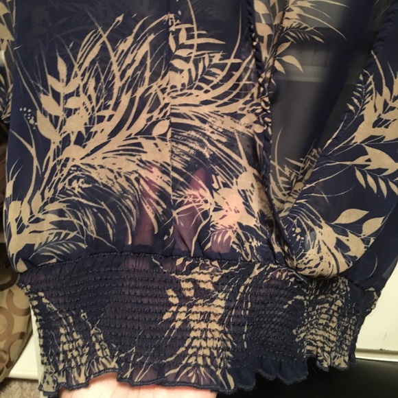 Sheer Blue and Tan top by Cedar Tree🌲Size medium - Picture 4 of 5