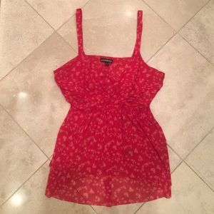 EXPRESS Red and White Print Tank Top
