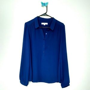 Royal Blue Ann Taylor Loft Long Sleeve Blouse