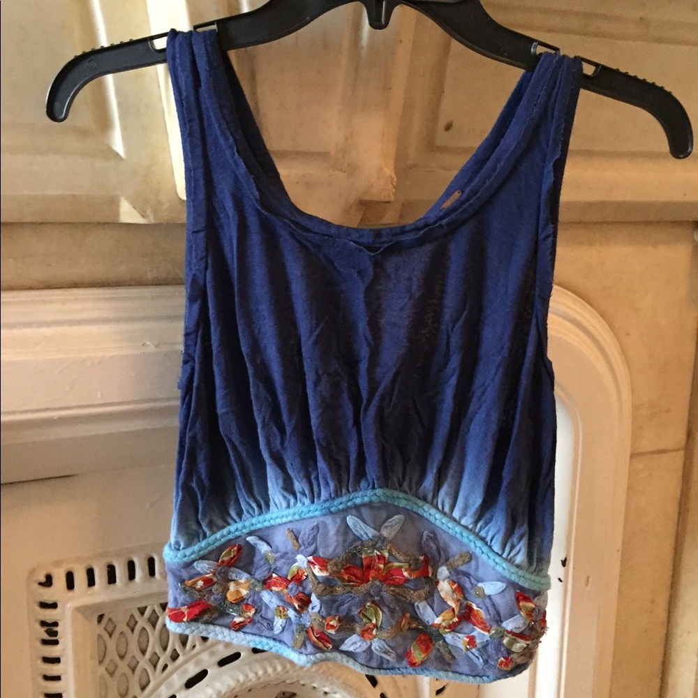Free People embroidered backless tank 