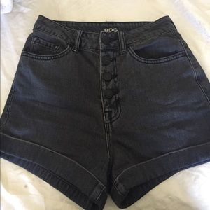 Black denim shorts