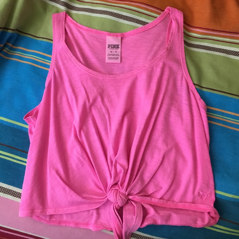 PINK Victoria Secret crop tie front tank