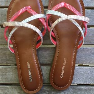 Gianni Bini pink & white bling sandals