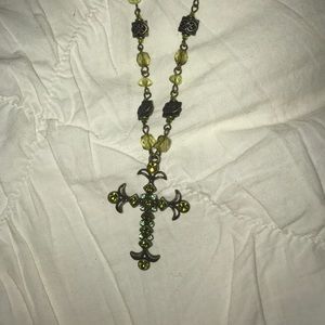 Green cross necklace