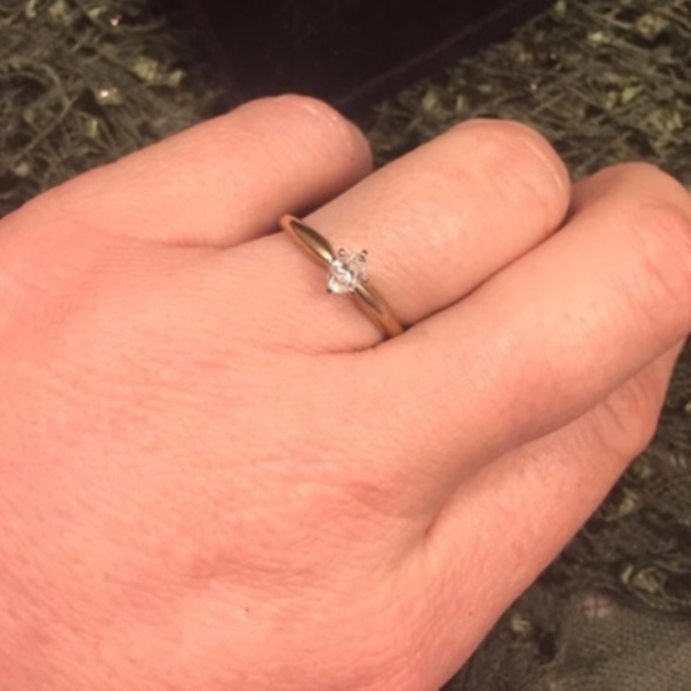 14K yellow gold and diamond engagement ring